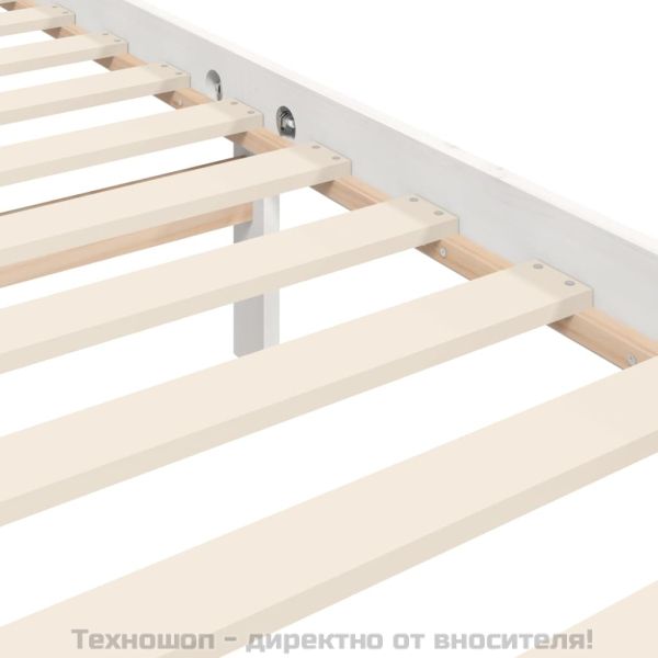 Рамка за легло с табла бяла King Size масивно дърво