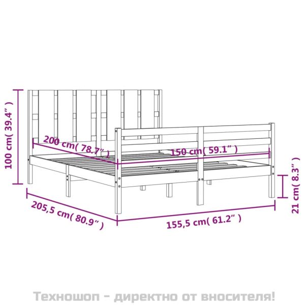 Рамка за легло с табла бяла King Size масивно дърво