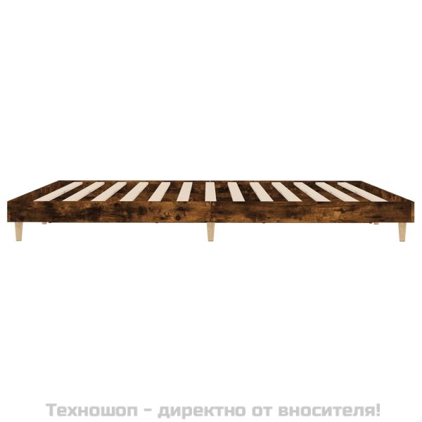 Рамка за легло без матрак опушен дъб 200x200 см инженерно дърво