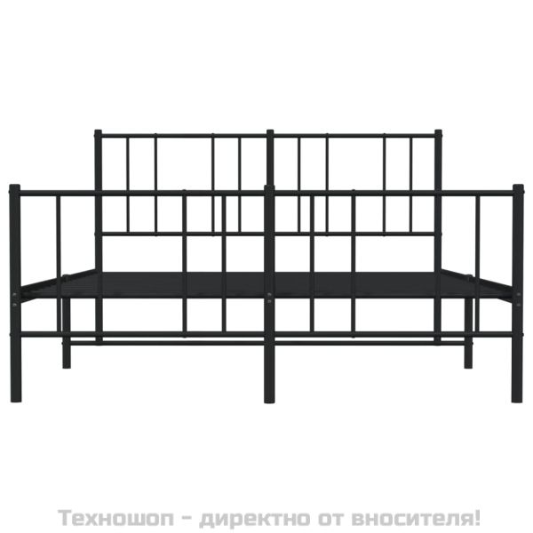 Метална рамка за легло с горна и долна табла, черна, 150x200 см