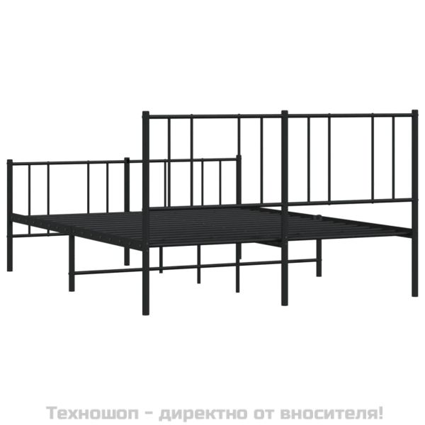 Метална рамка за легло с горна и долна табла, черна, 150x200 см