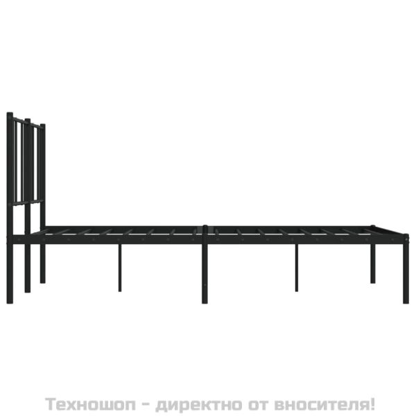 Метална рамка за легло с горна табла, черна, 150x200 см
