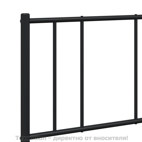 Метална рамка за легло с горна табла, черна, 150x200 см