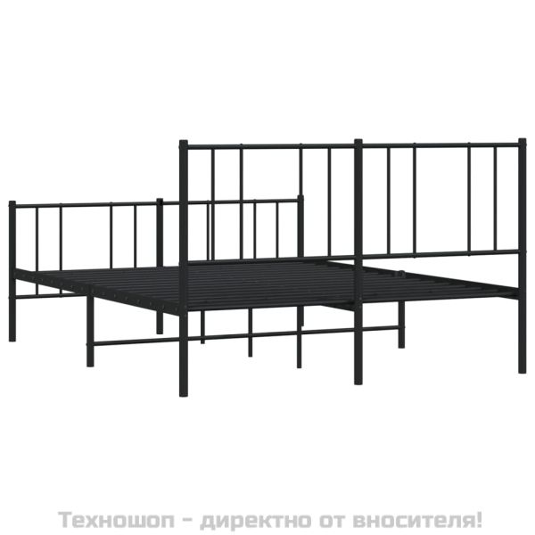 Метална рамка за легло с горна и долна табла, черна, 135x190 см