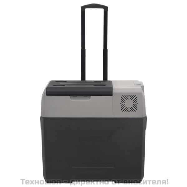 Хладилна кутия с колелца и дръжка черно/сиво 50 л полипропилен