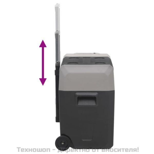 Хладилна кутия с колелца и дръжка черно/сиво 50 л полипропилен