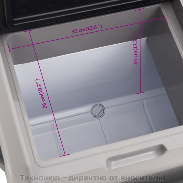 Хладилна кутия с колелца и дръжка черно/сиво 50 л полипропилен