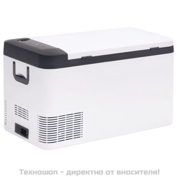 Хладилна кутия с дръжка и адаптер черно и бяло 18 л PP и PE