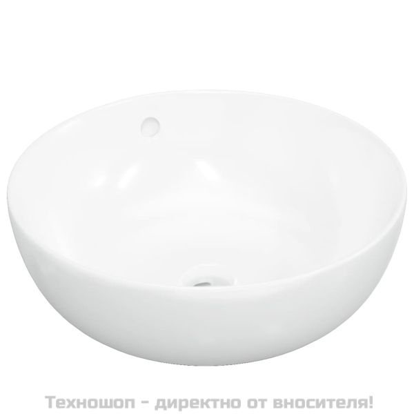 Мивка, бяла, 44x17 см, керамична, кръгла