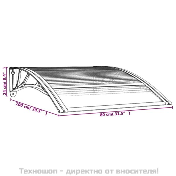 Сенник за врата, черен, 100x75 см, поликарбонат