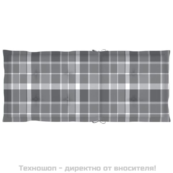 Възглавници за градински стол 6 бр сиво каре 120x50x3 см плат