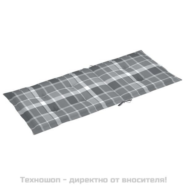 Възглавници за градински стол 6 бр сиво каре 120x50x3 см плат