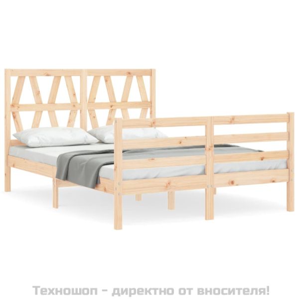 Рамка за легло с табла Small Double масивна дървесина