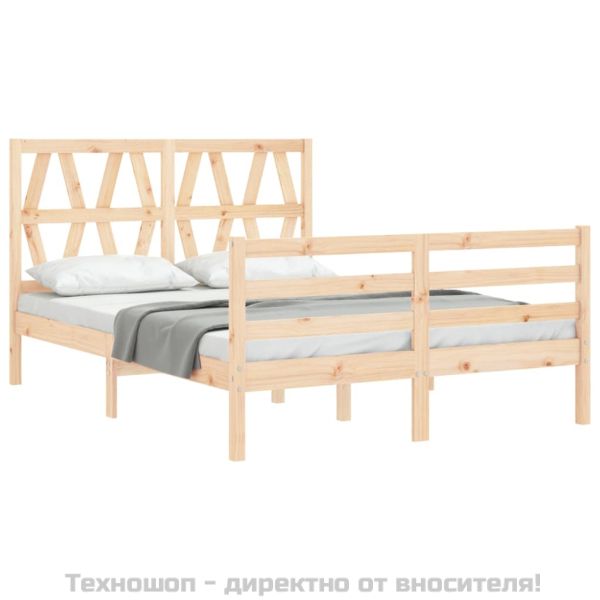 Рамка за легло с табла Small Double масивна дървесина