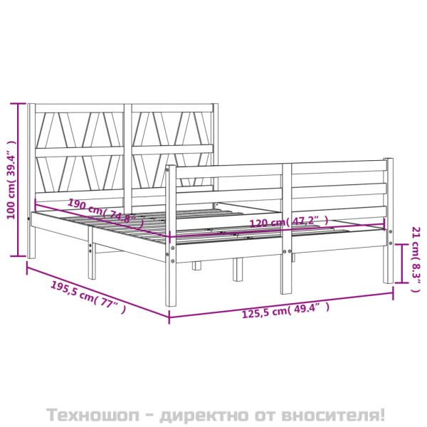 Рамка за легло с табла Small Double масивна дървесина