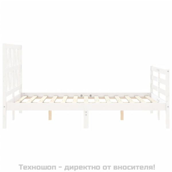 Рамка за легло с табла, бяла, 120х200 см, масивно дърво