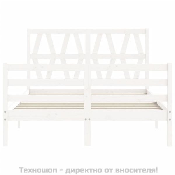 Рамка за легло с табла, бяла, 120х200 см, масивно дърво