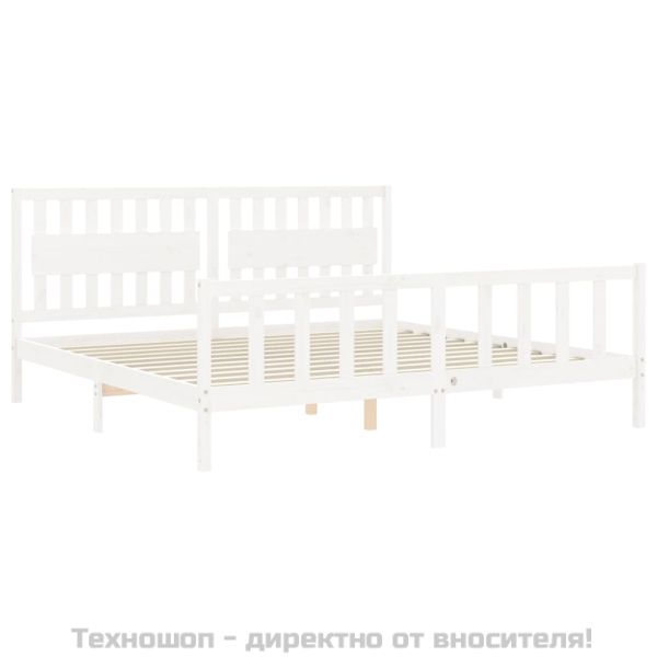 Рамка за легло без матрак, бял, 200x200 см, бор масив