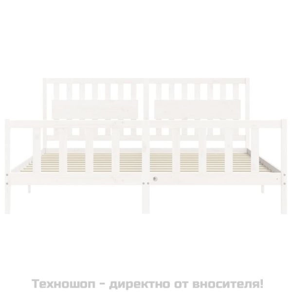 Рамка за легло без матрак, бял, 200x200 см, бор масив