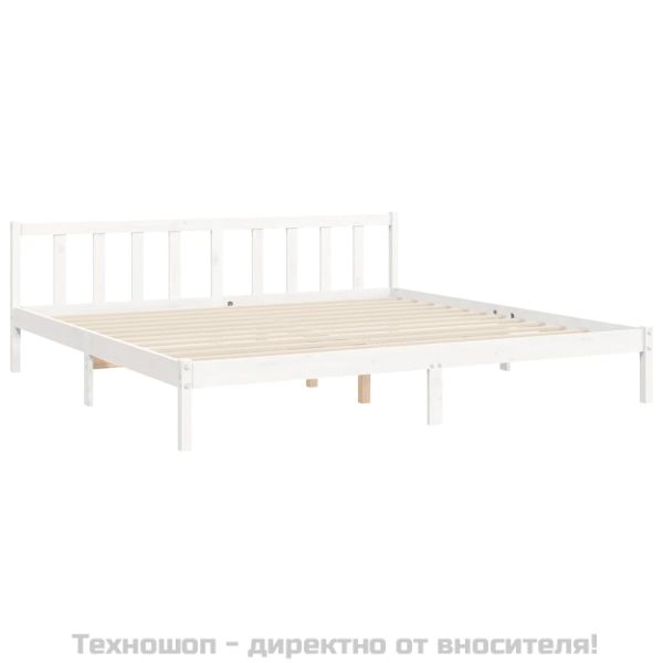 Рамка за легло без матрак, бял, 200x200 см, бор масив