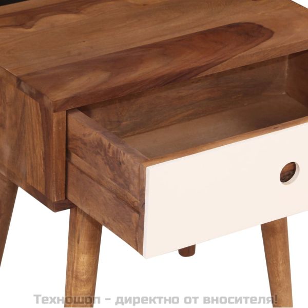 Нощно шкафче, акациево дърво масив, 45x30x45 см