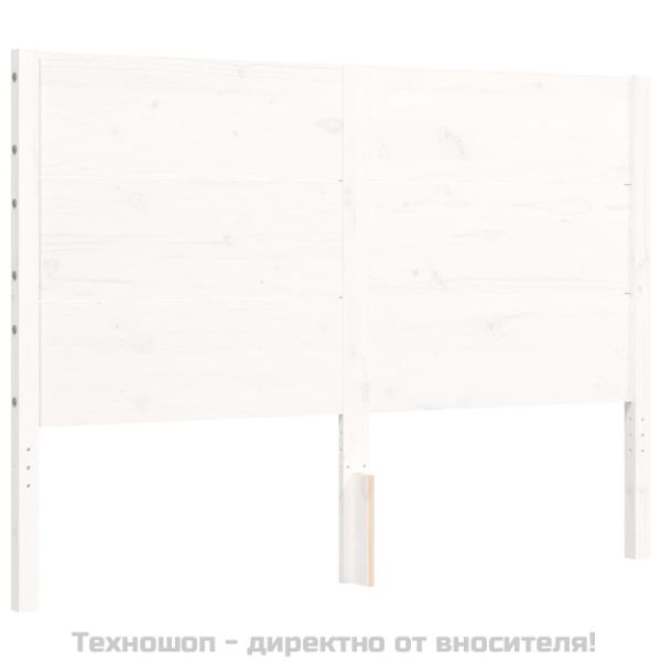 Рамка за легло с табла, бяла, 140х200 см, масивно дърво