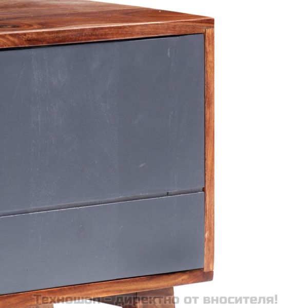 ТВ шкаф, сив, 140x30x45 см, масивно дърво