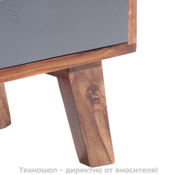 ТВ шкаф, сив, 140x30x45 см, масивно дърво