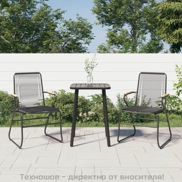 Градински столове, 2 бр, черни, 58x59x85,5 см, PVC ратан