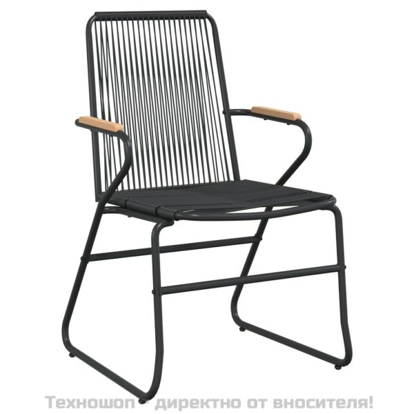 Градински столове, 4 бр, черни, 58x59x85,5 см, PVC ратан