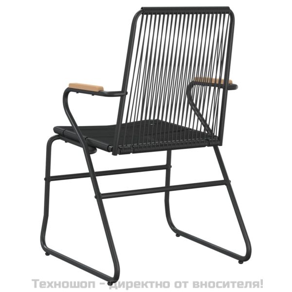 Градински столове, 4 бр, черни, 58x59x85,5 см, PVC ратан