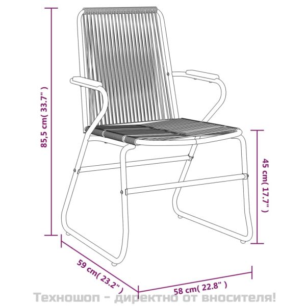 Градински столове, 4 бр, черни, 58x59x85,5 см, PVC ратан