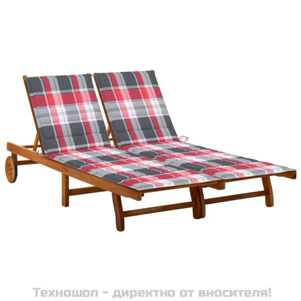 2-местен градински шезлонг с шалтета, акациево дърво масив