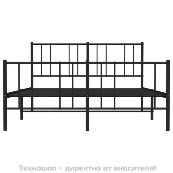 Метална рамка за легло с горна и долна табла, черна, 140x200 см