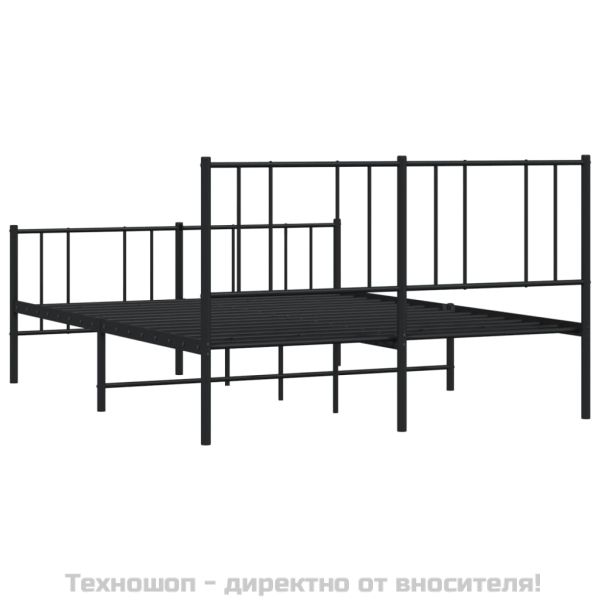 Метална рамка за легло с горна и долна табла, черна, 140x200 см