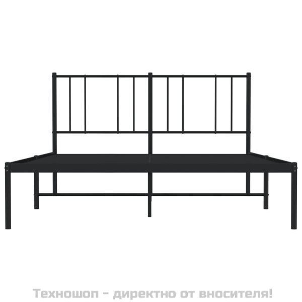 Метална рамка за легло с горна табла, черна, 140x200 см