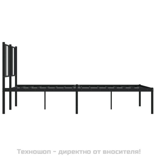 Метална рамка за легло с горна табла, черна, 140x200 см