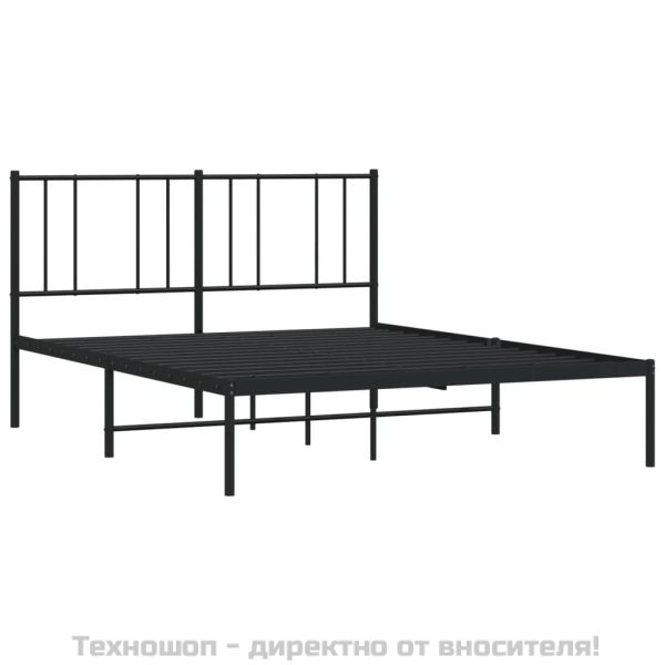 Метална рамка за легло с горна табла, бяла, 120x200 см