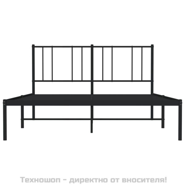 Метална рамка за легло с горна табла, черна, 140x190 см