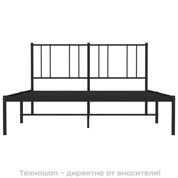 Метална рамка за легло с горна табла, черна, 160x200 см