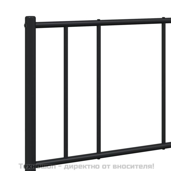 Метална рамка за легло с горна табла, черна, 160x200 см