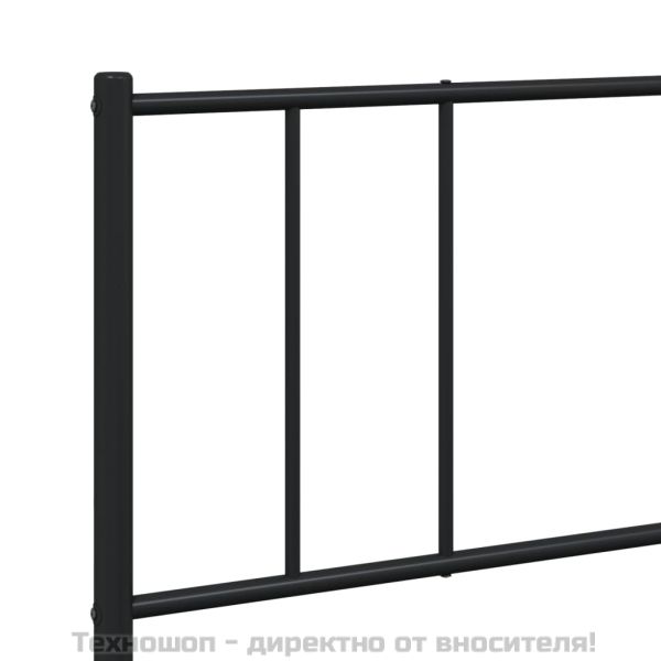 Метална рамка за легло с горна табла, черна, 200x200 см