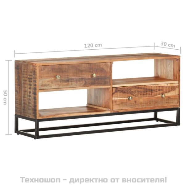 ТВ шкаф 120x30x50 см грубо акациево дърво