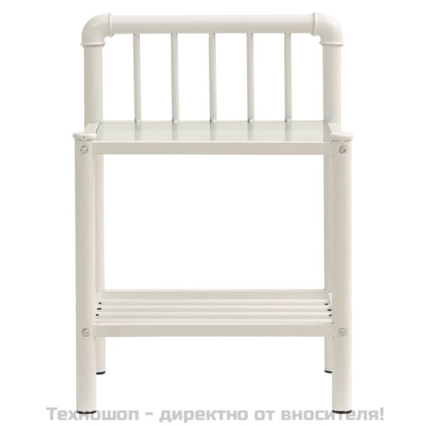 Нощни шкафчета, 2 бр, бял и прозрачен, метал и стъкло