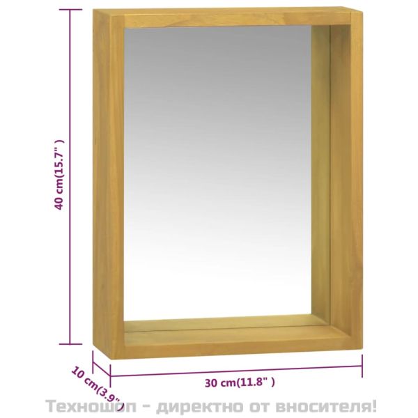 Шкаф с огледало, 30x10x40 см, тиково дърво масив