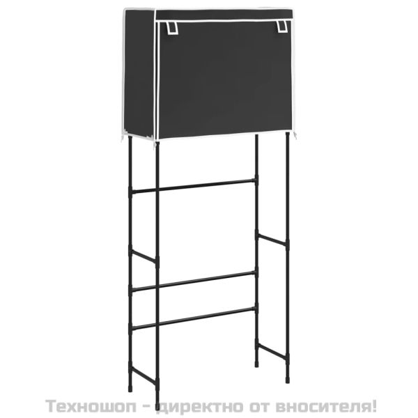 2-етажен стелаж за над пералня черен 71x29,5x170,5 см желязо