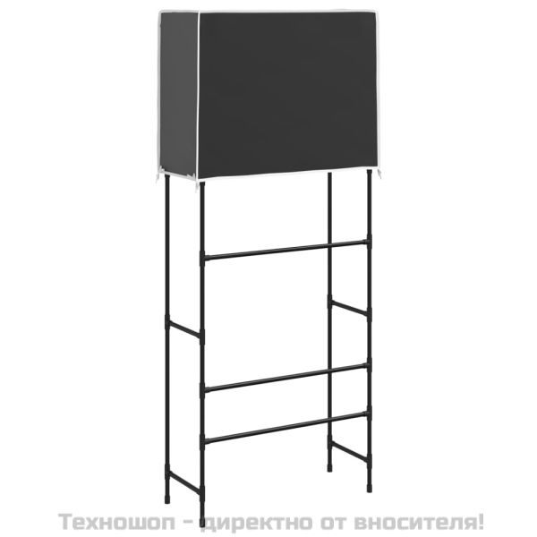 2-етажен стелаж за над пералня черен 71x29,5x170,5 см желязо