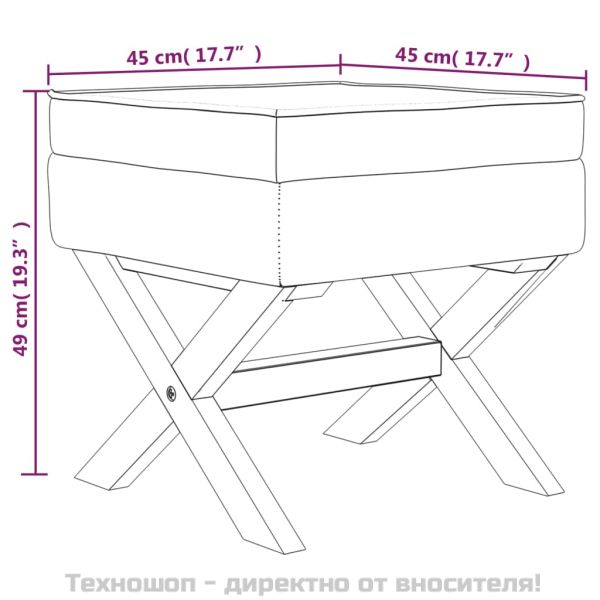 Табуретка за съхранение, 45x45x49 см, лен