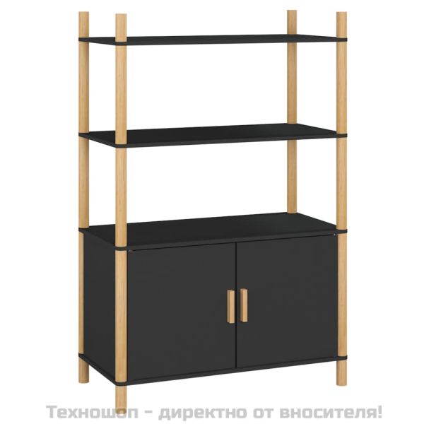 Висок шкаф, черен, 80x40x121 см, инженерно дърво