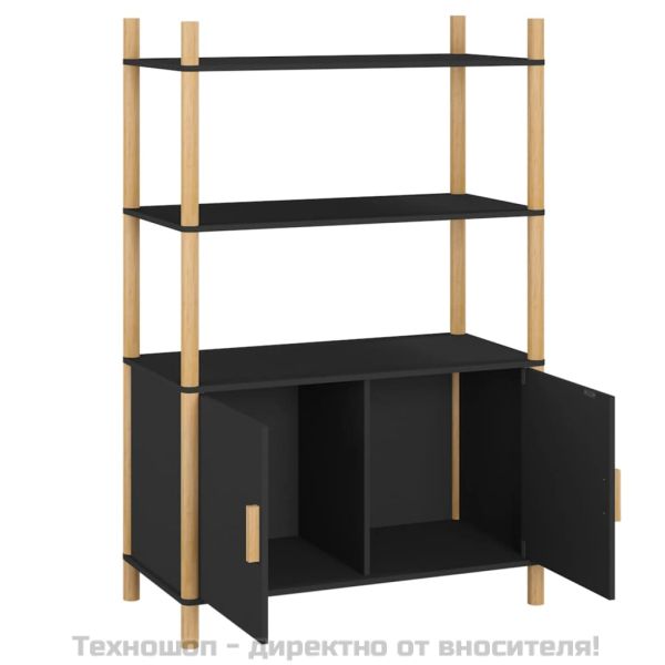 Висок шкаф, черен, 80x40x121 см, инженерно дърво